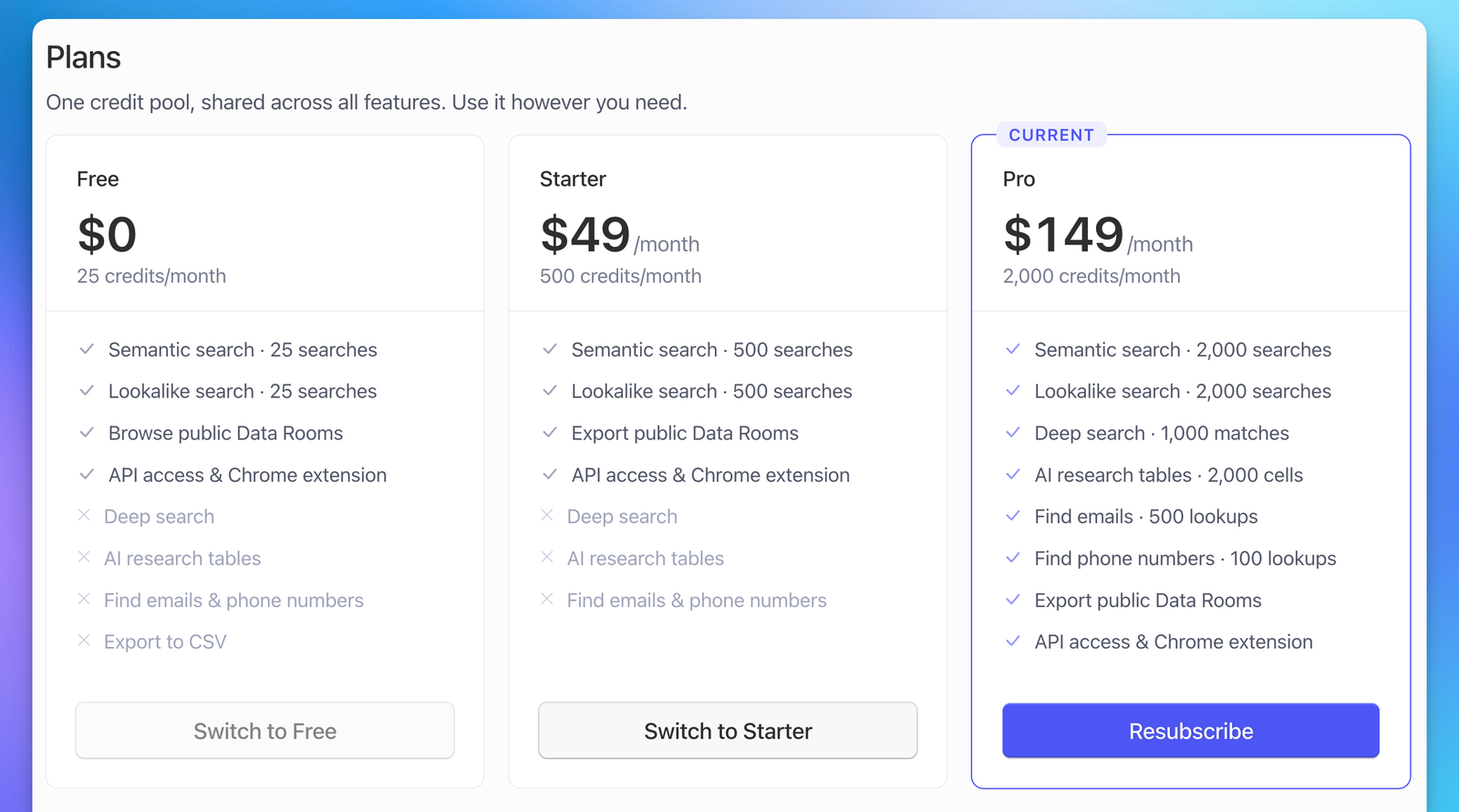 New pricing plans - Free, Starter, and Pro